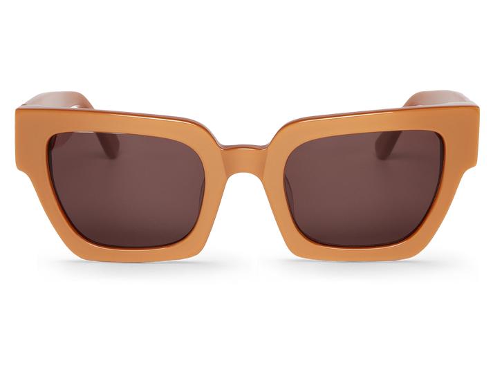 Óculos de sol quadrados castanhos largos com lentes escuras