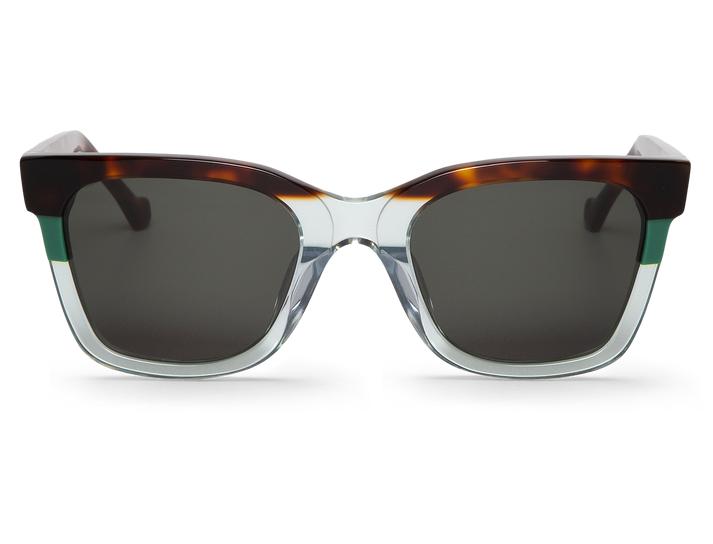 Óculos de sol quadrados castanho, transparente e verde com lentes escuras