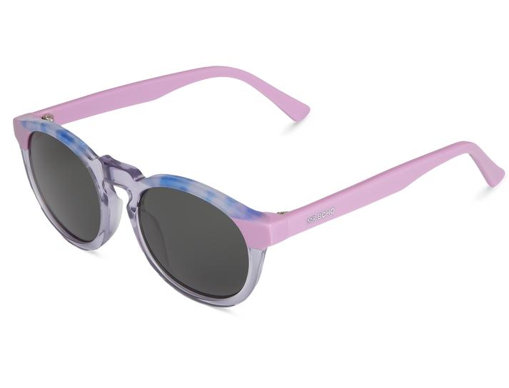 Óculos de sol azul translúcido e rosa com lentes escuras