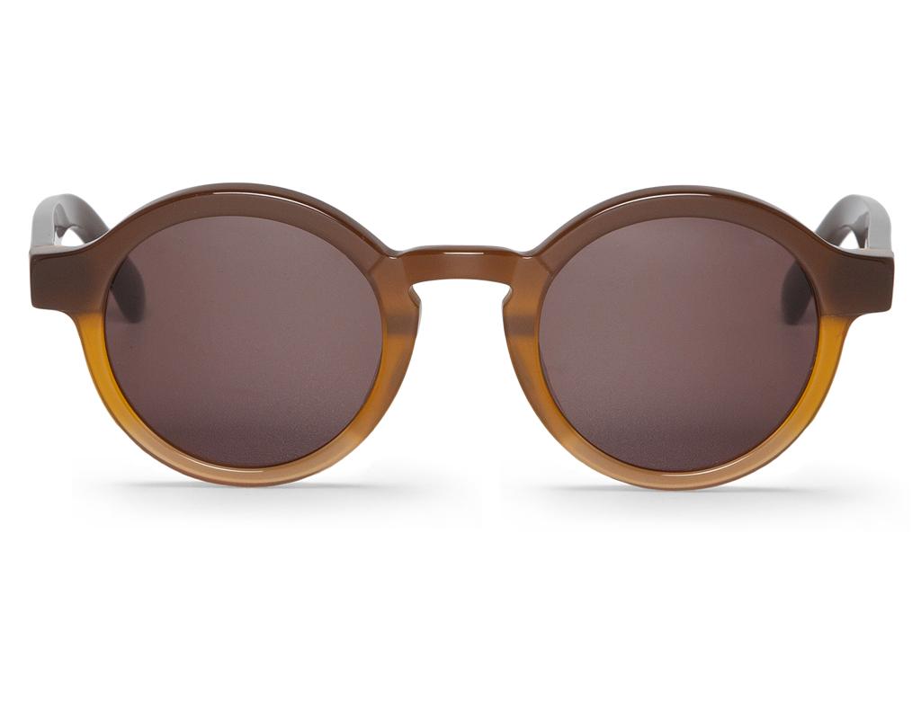 Óculos de sol redondos castanhos com lentes escuras