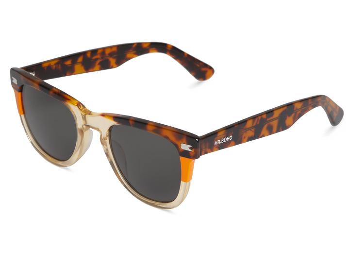 Óculos de sol com armação padrão tartaruga castanho e lentes escuras