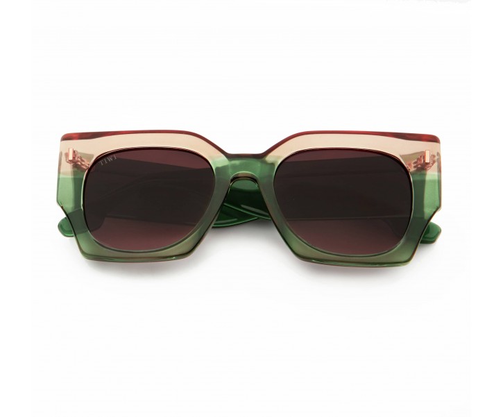 Óculos de sol quadrados tricolores com lentes escuras