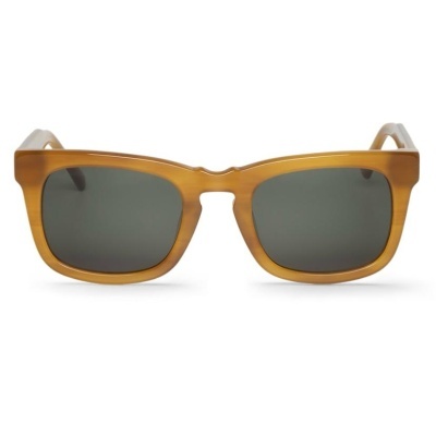 Óculos de sol com armação amarelo castanho e lentes escuras