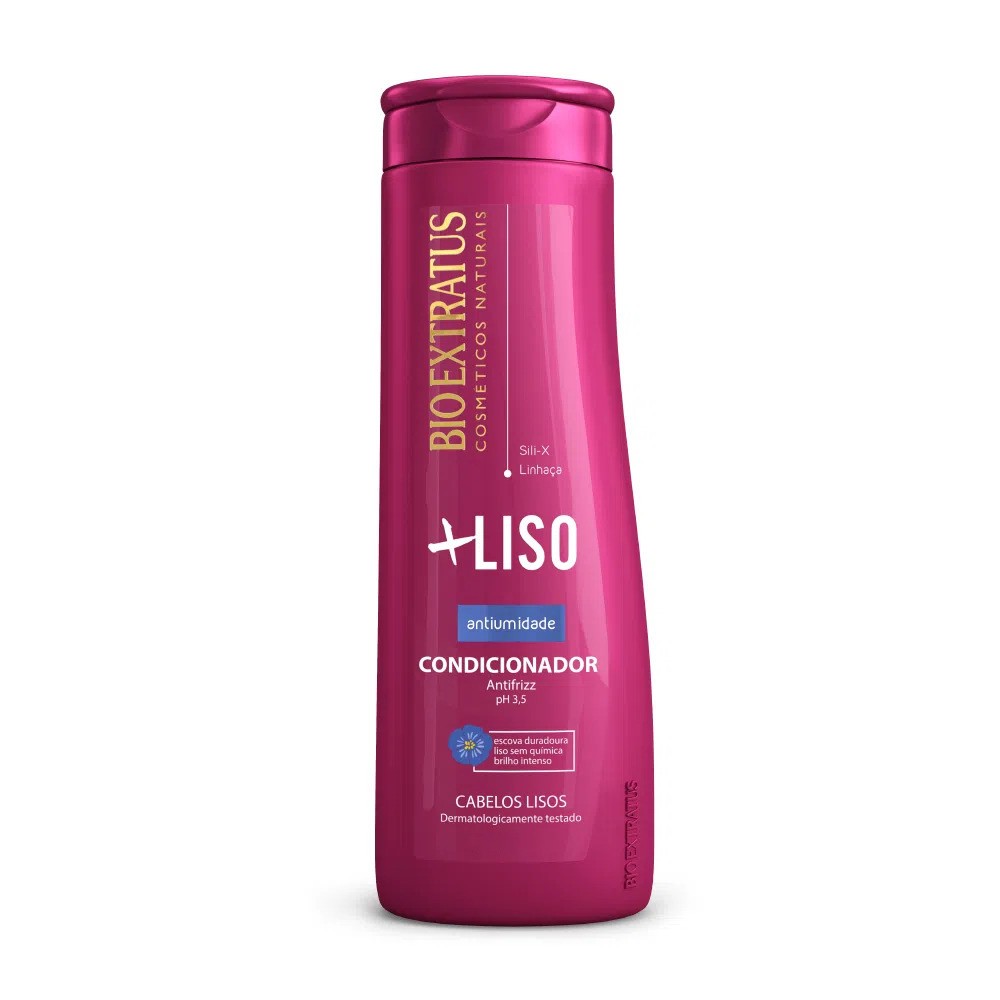 Frasco rosa de condicionador Bioextratus para cabelos lisos