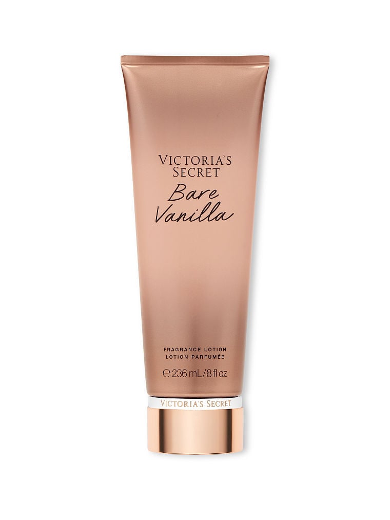 Tubo de loção perfumada Bare Vanilla Victorias Secret cor de bronze com tampa dourada