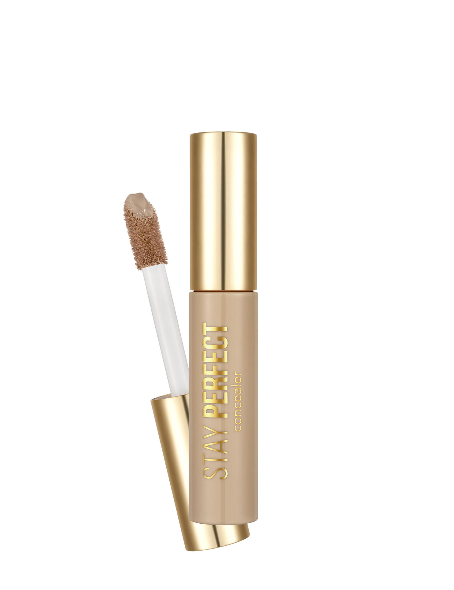 Base líquida Stay Perfect concealer com tampa dourada e aplicador esponjoso.