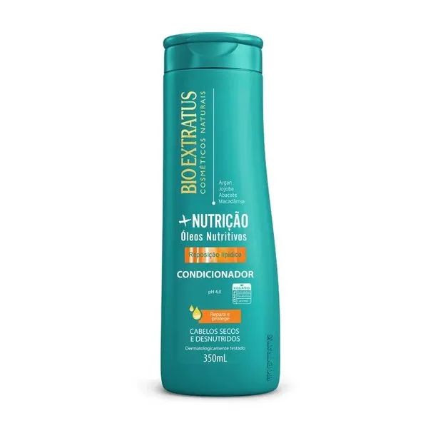 Condicionador BIO EXTRATUS para cabelos secos e desnutridos, frasco verde água
