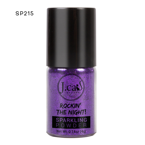 Pó brilhante roxo J.Cat Beauty com tampa preta