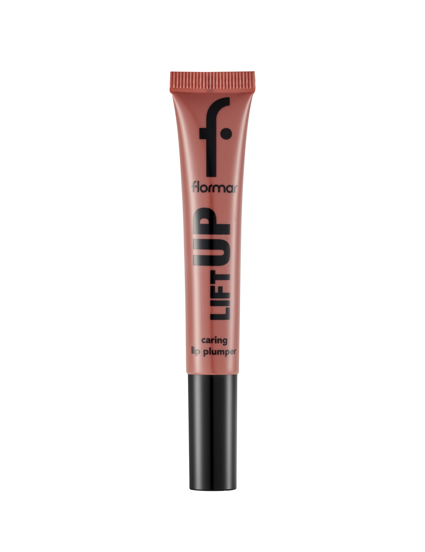 Tubo de gloss labial Flormar rosa nude com tampa preta