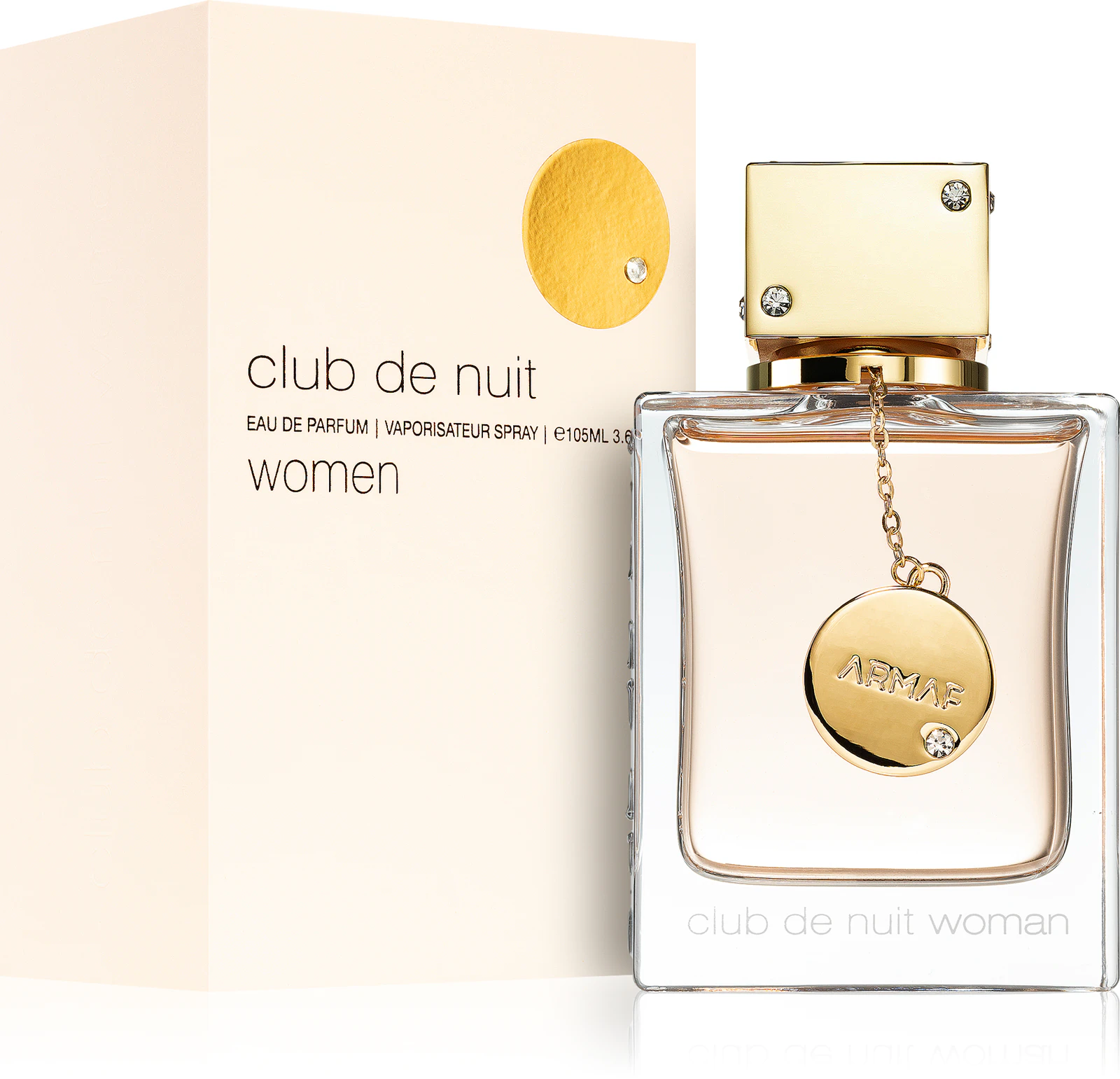 Frasco de perfume club de nuit woman com embalagem creme