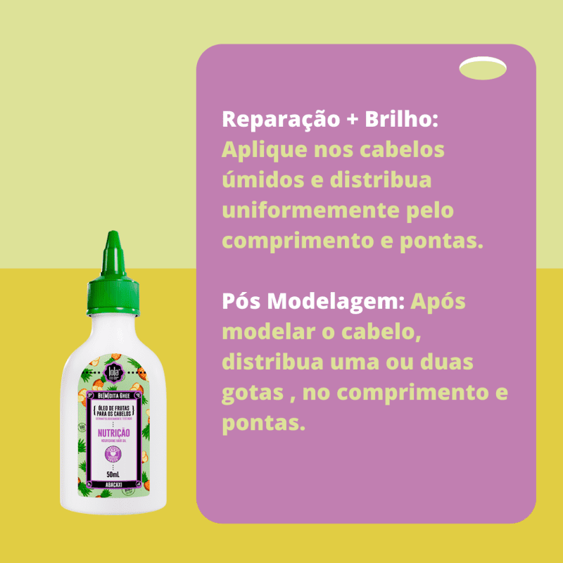Frasco plástico branco com tampa verde e texto em português sobre aplicação capilar