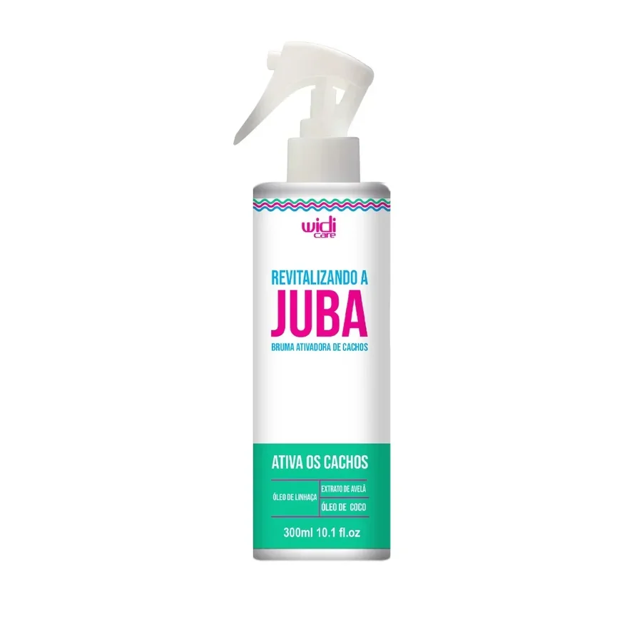 Frasco branco de bruma ativadora de cachos REVITALIZANDO A JUBA