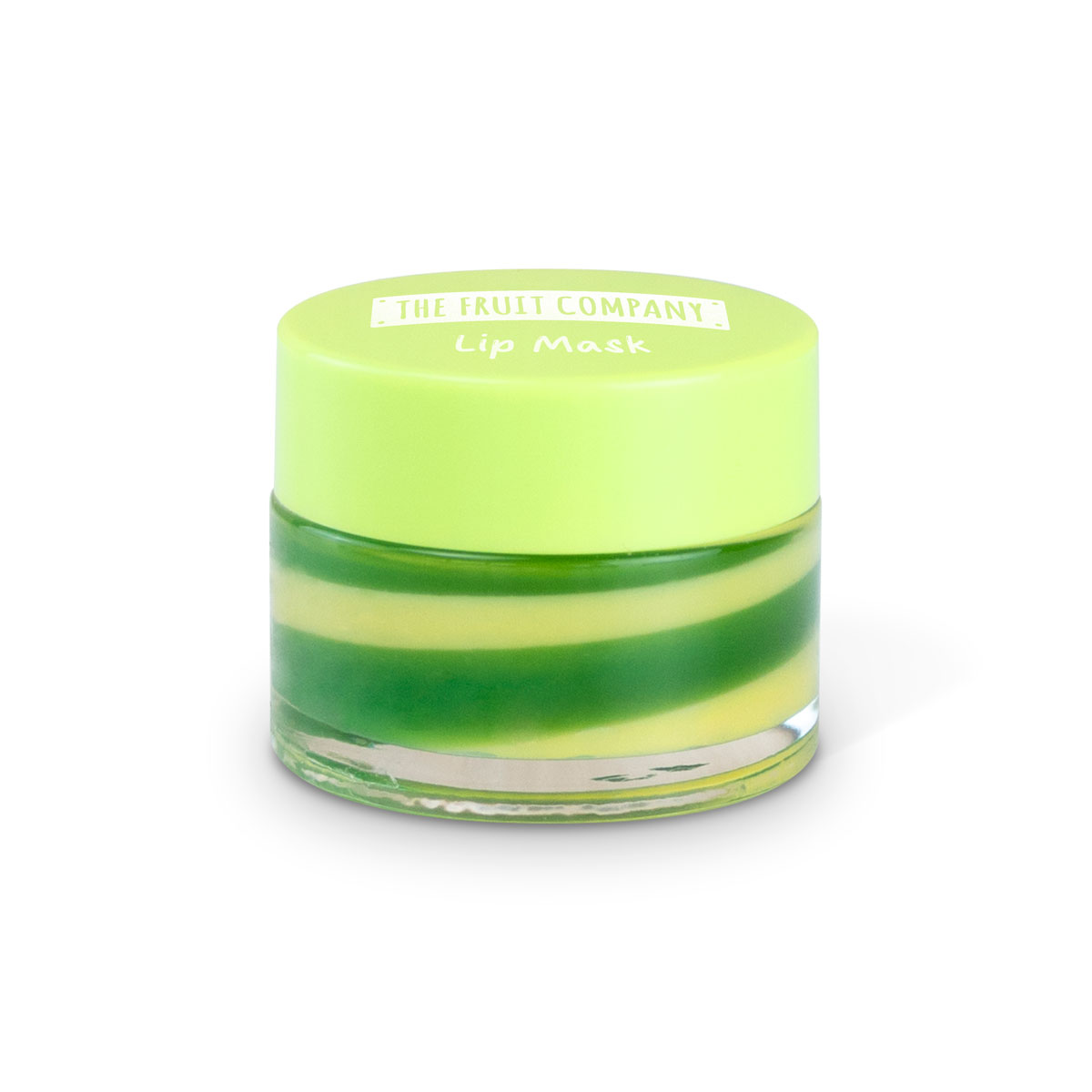 Frasco pequeno de vidro com tampa verde claro contendo lip mask.