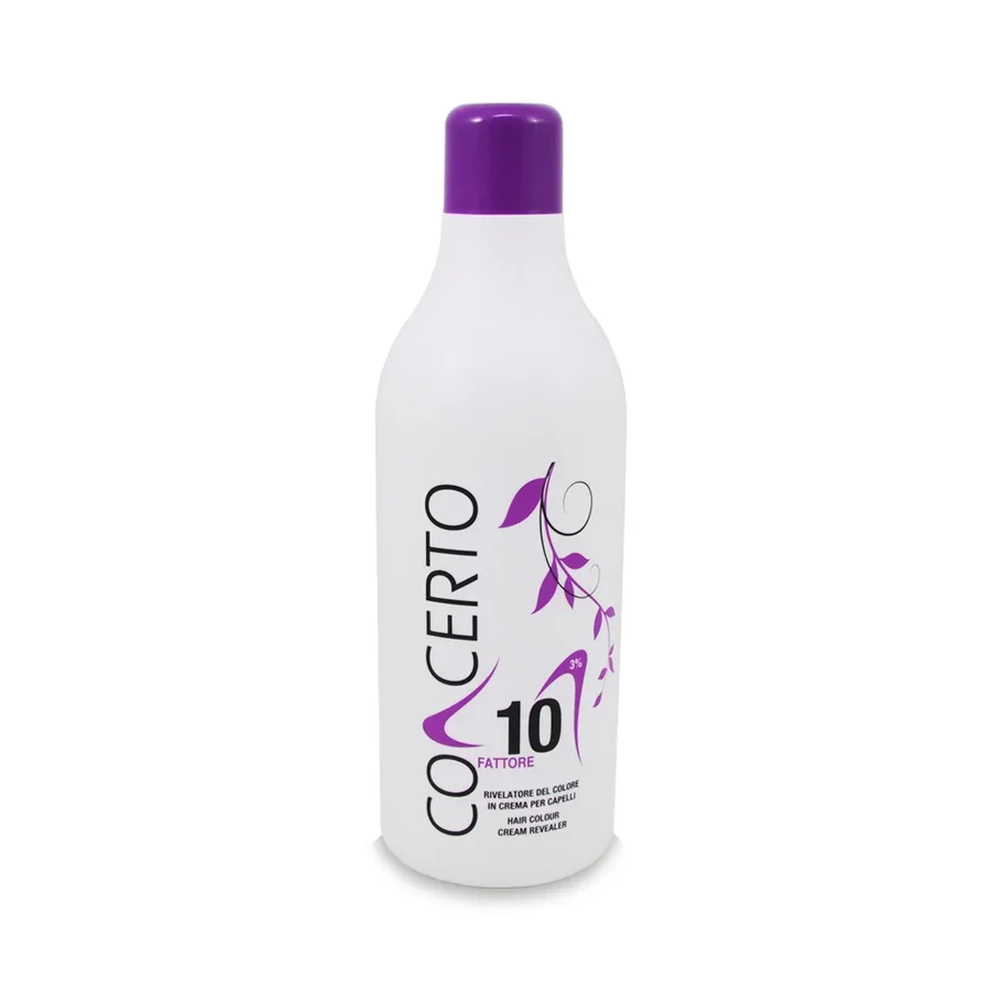 Frasco branco com tampa roxa e texto em preto e roxo