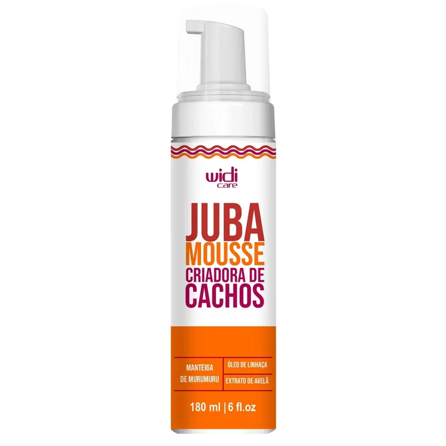 Frasco branco de mousse para cabelo com tampa de pump e texto colorido