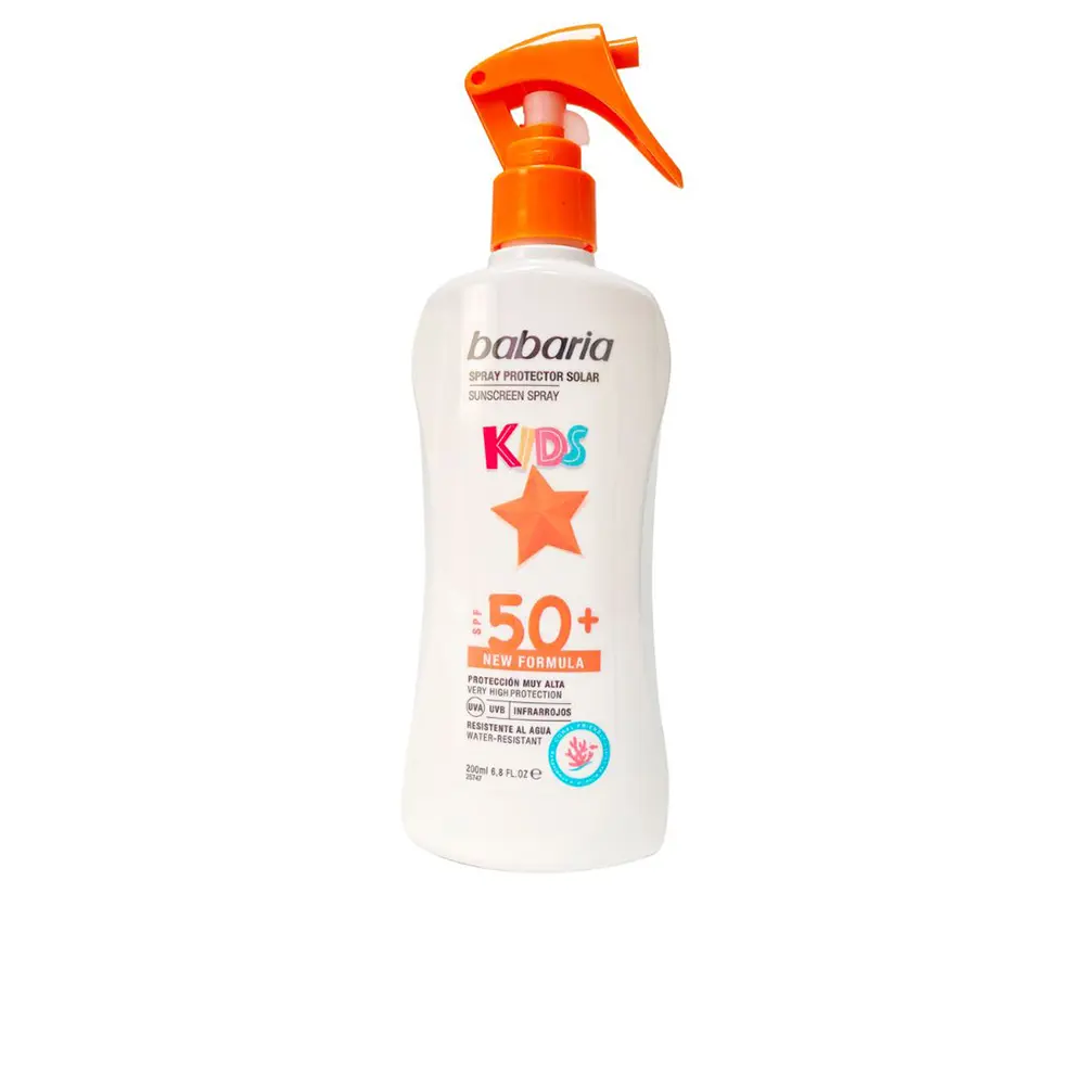 Protetor solar Babaria Kids SPF 50+ com pulverizador laranja