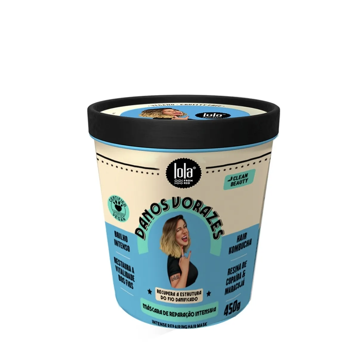 Embalagem de máscara de tratamento capilar Lola Cosmetics Damos Vorazes 450g