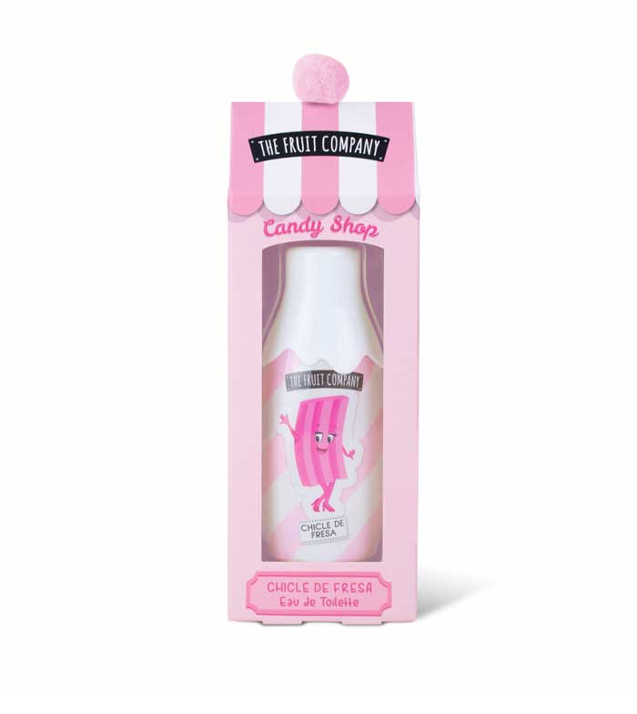 Frasco Eau de Toilette Chicle de Fresa em embalagem rosa