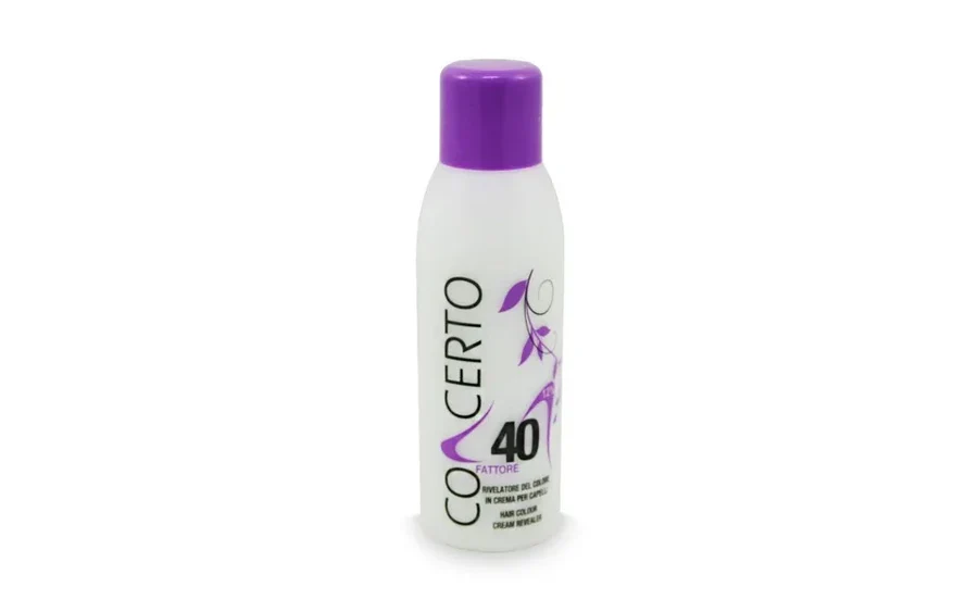 Frasco branco com tampa roxa e texto COACERTO 40