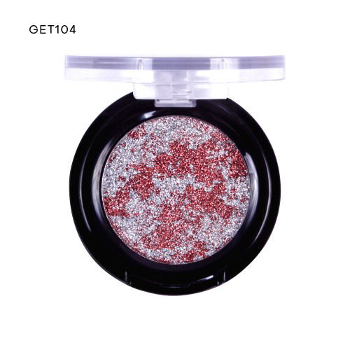 Sombra de olhos glitter prata e vermelho GET104 em embalagem preta