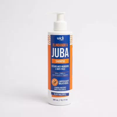 Frasco de shampoo Widi Care Blindando a Juba, 300 mL, para cabelos cacheados e crespos.