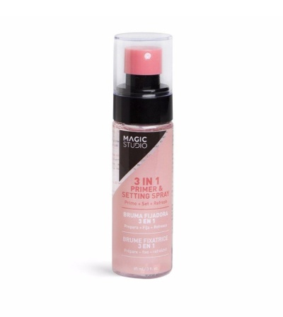 Frasco rosa de spray Magic Studio 3 em 1 com tampa transparente