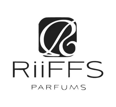 Logotipo RiFFS Perfumes em fundo preto