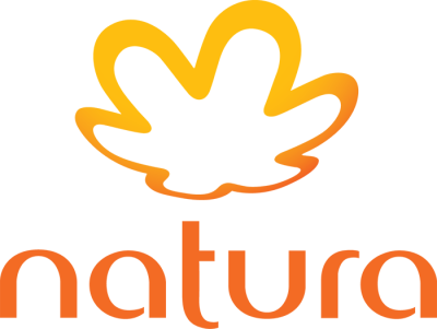 Logotipo da Natura com folha estilizada e texto laranja