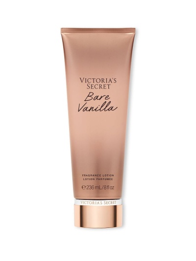 Tubo de loção perfumada Bare Vanilla Victorias Secret cor de bronze com tampa dourada