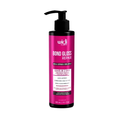 Frasco rosa e preto do produto capilar Widi Care Bond Gloss Repair