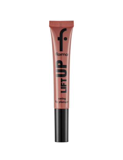 Tubo de gloss labial Flormar rosa nude com tampa preta