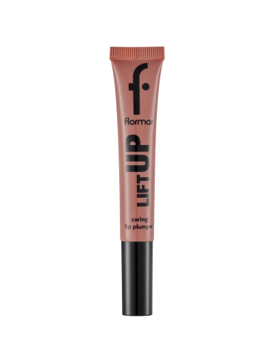 Tubo rosa com tampa preta de produto para lábios Flormar Lift Up
