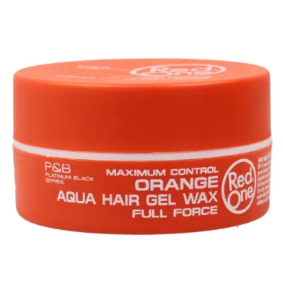 Pote redondo laranja com gel cera para cabelo Red One