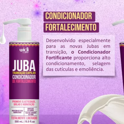 Condicionador de fortalecimento capilar Widi Care em embalagem púrpura com pump branco.