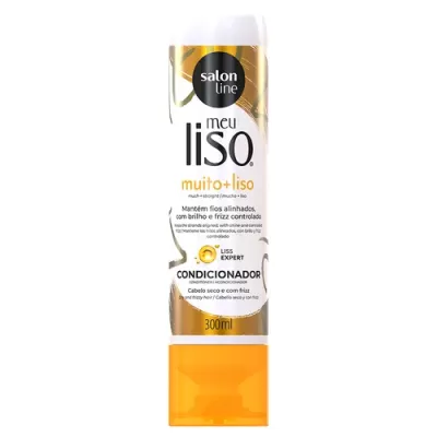 Condicionador Salon Line Meu Liso Muito + Liso 300ml com embalagem branca e dourada