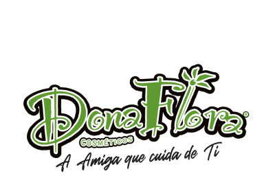 Logótipo Dona Flora Cosméticos com texto A Amiga que cuida de Ti