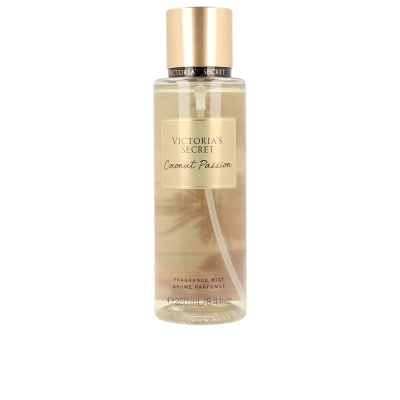Frasco transparente com perfume Victorias Secret Coconut Passion com tampa dourada