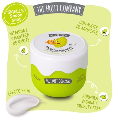 creme corporal melão com embalagem verde e branca da THE FRUIT COMPANY