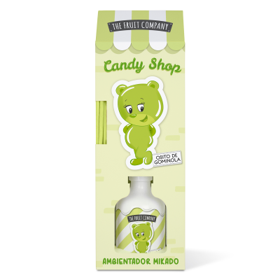 Ambientador Mikado The Fruit Company Candy Shop com urso verde na embalagem