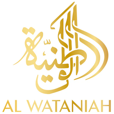 Logotipo AL WATANIAH dourado em fundo branco