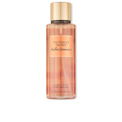 Frasco de spray Victorias Secret Amber Romance de 250 mL com tampa dourada
