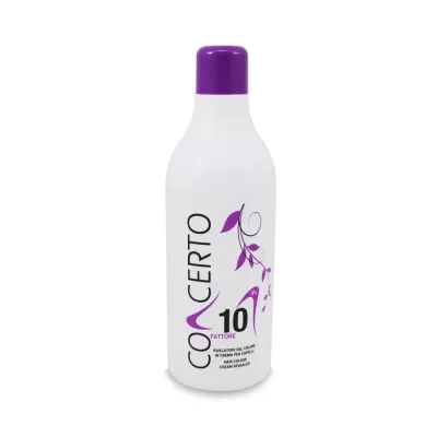 Frasco branco com tampa roxa e texto em preto e roxo