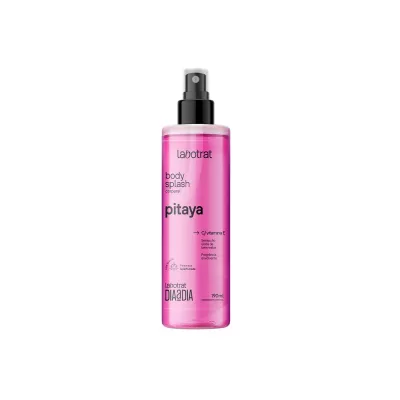 Frasco rosa de body splash corporal Labotrat Pitaya com tampa preta em spray