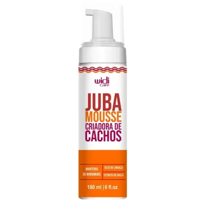 Frasco branco de mousse para cabelo com tampa de pump e texto colorido
