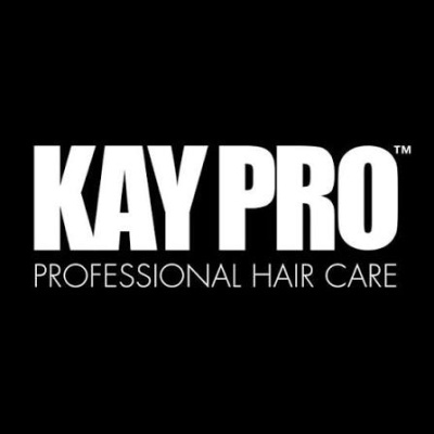 Logótipo KAY PRO Professional Hair Care em fundo preto