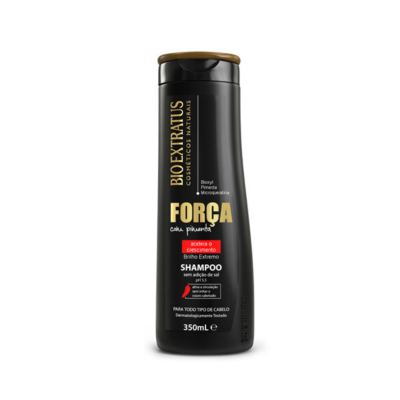 Frasco preto de shampoo Bio Extratus para força com pimenta