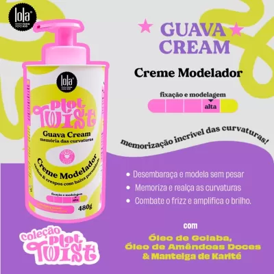 Creme modelador Guava Cream Lola Cosmetics em embalagem rosa e amarela