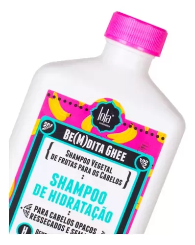 Frasco de shampoo vegetal com rótulo colorido e tampa rosa