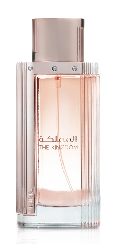 Frasco de perfume rosa The Kingdom com pedras brilhantes