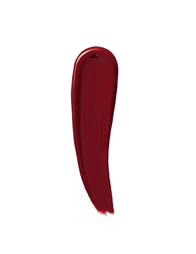 Amostra de batom líquido vermelho escuro